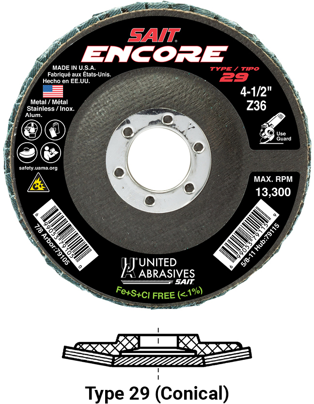 ENCORE T29 6 X 7/8 Z 36X - Flap Discs